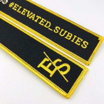 etiquetas de equipaje de tripulación de vuelo al por mayor etiquetas personalizadas con oro hilado y plata hilada