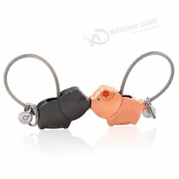 Custom kiss Pig couple keychain for lover christmas gift