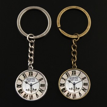 巴黎时钟怀表钥匙圈钥匙链持有人