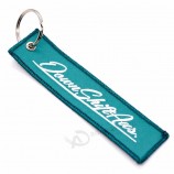 Fashionable cheap customized embroidered woven key chains