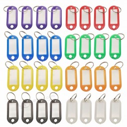 Wholesale custom 32x Multi-colors Plastic Key Fob ID Tags Luggage ID Labels with Split Ring Keyring
