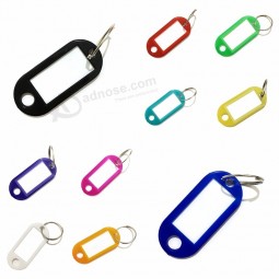 50 pcs plástico Key tags Key rings ID etiquetas de bagagem etiqueta do cartão de nome cor aleatória