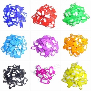 100 X Coloured Plastic Key Fobs Luggage ID Tags Labels Key rings with Name Cards, For Many Uses - Bunches Of Keys, Luggage