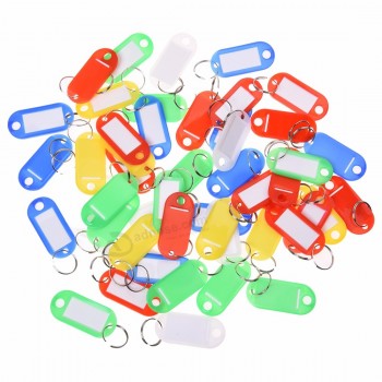 50 Pcs Colorful Key ID Label Tags Split Ring Keyring Keychain