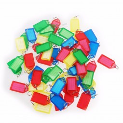 60个彩色塑料钥匙扣行李箱ID标签带有钥匙扣的标签（随机颜色）