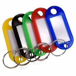 50 Pcs chaveiro de plástico Tags chave ID etiquetas de nome anel de divisão material de escritório escola para viagem