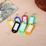 100pcs/pack Plastic Key Ring ID Tags Name Card Label Language Fob Split Keychain