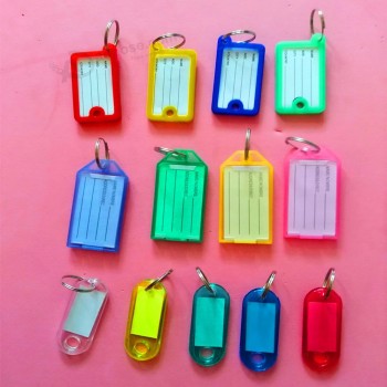 도매 스타일 다채로운 플라스틱 열쇠 고리 수하물 ID 카드 이름 레이블 태그 열쇠 고리 분류 열쇠 고리