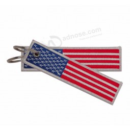 Textile Embroidery Keyrings Cheap Keychains Promotional Custom Embroidered Keychain Patch