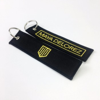 Factory direct supply cheap promotion gift custom embroidered keychain fabric key tag