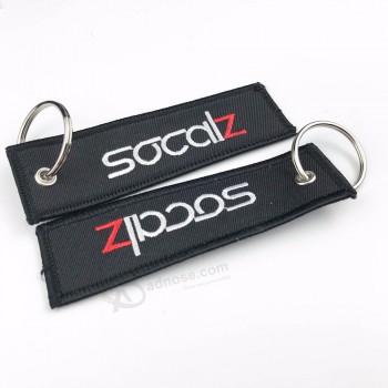 Double side embroidered Keychain baggage tag Fabric Embroidery Key Chain
