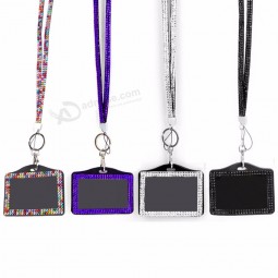 Lanyard Badge Holder Umhängeband tragbare Ausweiskarten Für Foto praktische Kristall Multicolor Strass