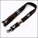 Sports Silk Screen Printing Logo Nylon badge holder Lanyard with Metal Clip