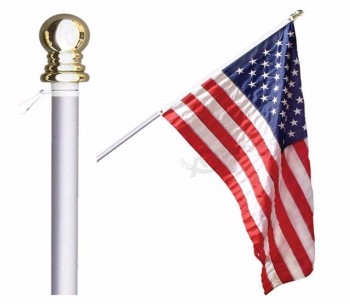 伸缩式铝制旗杆免费3'x5'美国国旗和球顶套件16号可伸缩旗杆