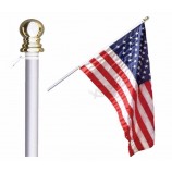 телескопический алюминиевый флагшток 3'x5 'флаг США и мяч Top Kit 16 калибровочный телескопический флагшток