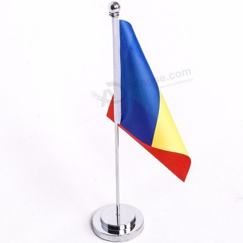 Promotional decorative office desk flag with stand base with high quality