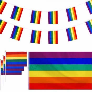 aangepaste goedkope gigantische Gay pride regenboog bunting vlag