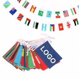 Custom Print All country Banner Small National Flag Advertising Mini Pennant Flag Bunting String Flag For Bar Party Decoration