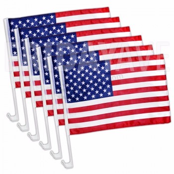 Bandeira de janela de carro personalizada única face personalizada bandeira dos EUA bandeira americana janela de carro bandeira com seu logotipo