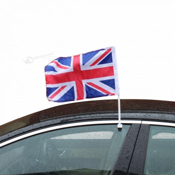 ホットスタイルカスタムナイロンポリエステル屋外卸売プロモーション通常の車の窓の旗スティックプラスチック木製の棒が付いている車