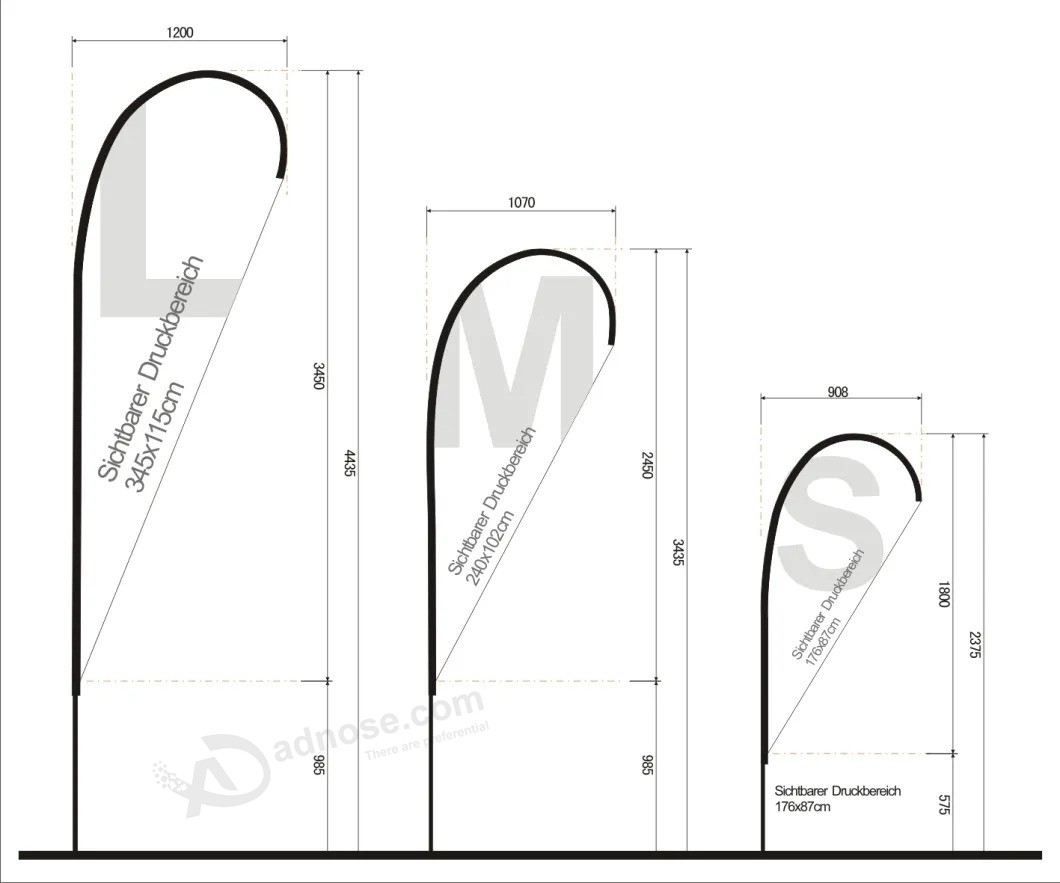 Customed fiberglass Pole Teardrop/Beach/Feather flying Flag