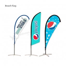 Bandeira de penas de praia tecido anti-rugas com pólo para promoção ao ar livre