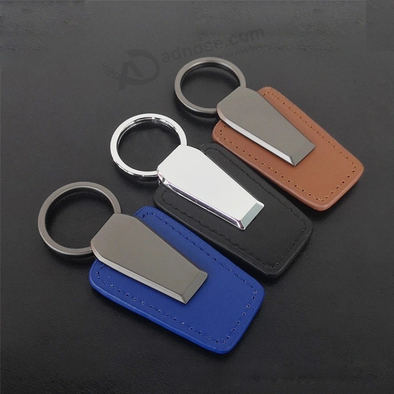 Custom keychain Leather with Metal laser Logo Key Holder