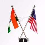 Custom plastic or metal desk flag pole table retractable flag