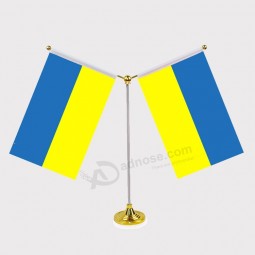 Custom national desk flag Ukraine decorative table flags with pole
