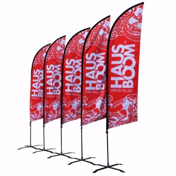 Bandiere e striscioni a goccia con piume stampate su due lati per pubblicità esterna con asta in fibra di vetro