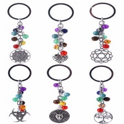 New seven chakra yoga energy & fitness key chain life tree owl heart  key chains