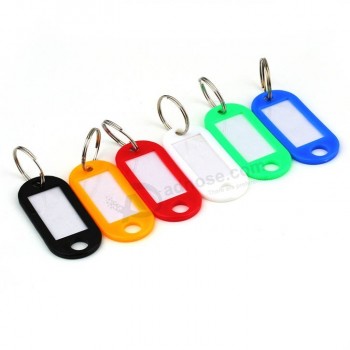 50pcs Name Tag Key chain From China Car Key Tag Plastic Card ID Label Key Tag Holder For Pet Steel Split Ring