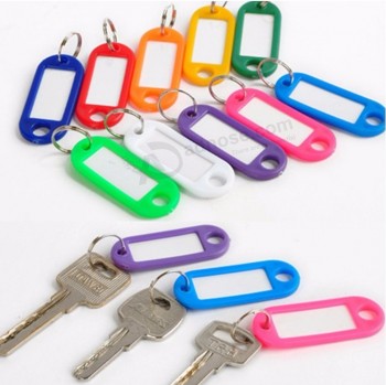 Mix Color Square Clear Plastic Keychain PVC Key Tags Id Label Name Tags With Split Ring For Baggage Key Chains Key Rings