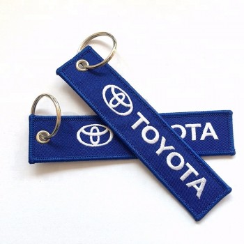 china manufacturer custom woven label embroidery keychain key ring