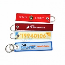 Customized remove Luggage Tag Label before flight Embroidery Keychain For Car Motorcycle Bag Luggage Logo Keychain