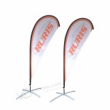 outdoor exhibition display advertising 4m telescopic flying feader teardrop knife polyester beach flag pole