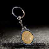 kundenspezifischer Firmenlogo-Schlüsselring, der vergoldete Diamantmünzen-Schlüsselanhänger dreht