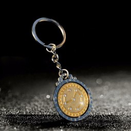 Custom company logo keyring spinning gold plating diamond  coin  Keychains