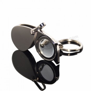 Promotional Souvenir Gifts Alloy Hand Holding Magnifier Key Chain Ring Holder Metal Mini Magnifying Glass Keychain