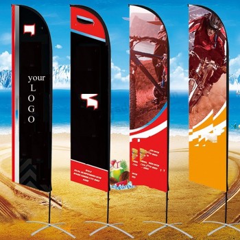 Impresión de alta calidad al aire libre de poliéster en forma de maquinilla de afeitar banderas de poste de playa bandera de cuchillo de lágrima de plumas