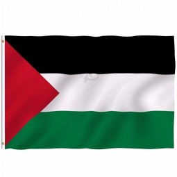 Bandera al aire libre de poliéster palestino al por mayor caliente 3x5 pies 150 * 90 cm celebración del Día internacional bandera nacional de palestina