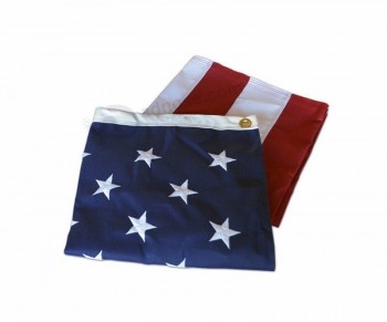 China Fabrik benutzerdefinierte Polyester Stickerei dünne blaue Linie USA Flagge Nationalflaggen