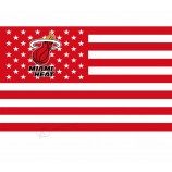 3 * 5ft Polyester Miami Heat NBA Flagge und Banner
