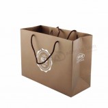 bolsa de papel de paquete de compras de logotipo de impresión personalizada reciclada de lujo