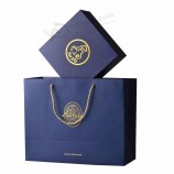 Design personalizado luxo folha de ouro impresso presente saco de papel de compras personalizadas com seu próprio logotipo