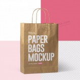 Sacos de papel a granel de varejo personalizado design barato descartável saco de presente de embalagens de papel de compras com impressão do logotipo