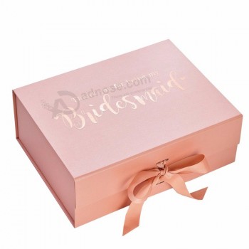 caja de empaquetado de papel de regalo de papel hecha a mano rosada especial elegante al por mayor plegable especial