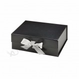 caja de empaquetado negra de lujo de encargo de la ropa de la ropa de la ropa de papel de cartón del regalo