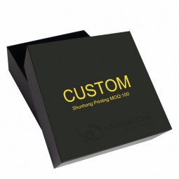 regalo personalizado empaquetado de joyas cosméticos de lujo cajas de cartón de papel negro con logotipo