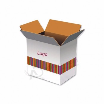 高品质白色纸板瓦楞纸纸箱，带有定制徽标，彩色印刷